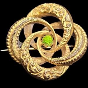 Victorian Gold‎ Love Knot Pin Romantic Trinity Symbol Antique Fine Accent
